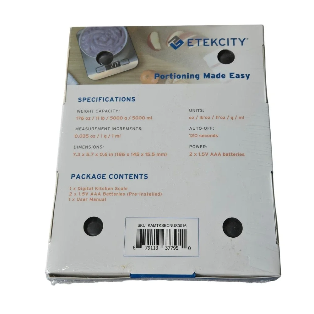 Etekcity EK6015 Digital Kitchen Scale Stainless Steel 11lb 5000g New Sealed
